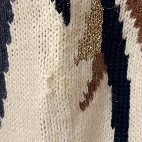 ✨ Vintage Oui Designer Collection Angora Blend Bird Sweater – Cream/Brown/Black - Picture 4 of 10
